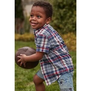 Polo Ralph Lauren Toddler Boys Madras Plaid Short Sleeve Shirt Size 3/3T NWT